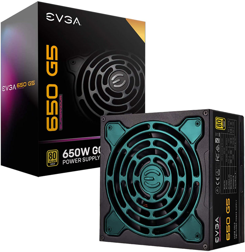 EVGA 220-G5-0650-X1 Super Nova 650 G5, 80 Plus Gold 650W, Fully Modular, ECO Mode with Fdb Fan, 10 Year Warranty, Compact 150mm Size, Power Supply