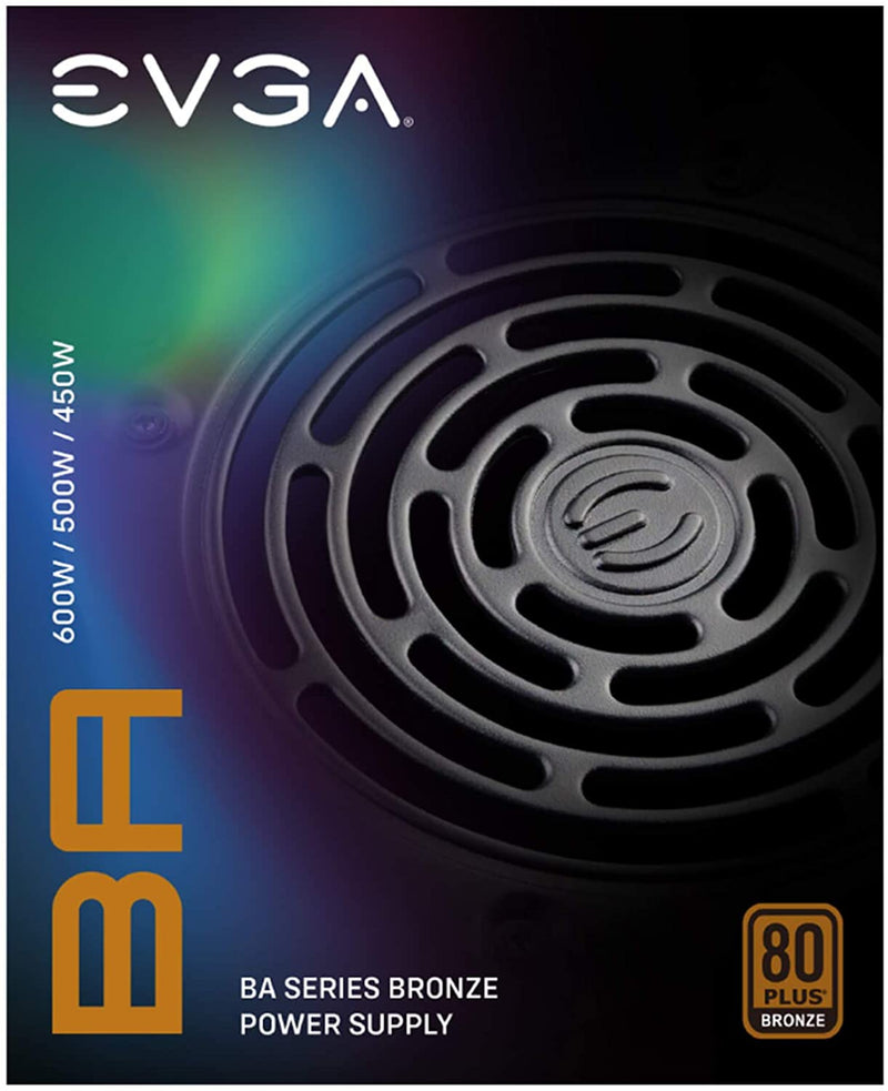 EVGA 600 Ba, 80 Plus Bronze 600w, Power Supply 100-Ba-0600-K1