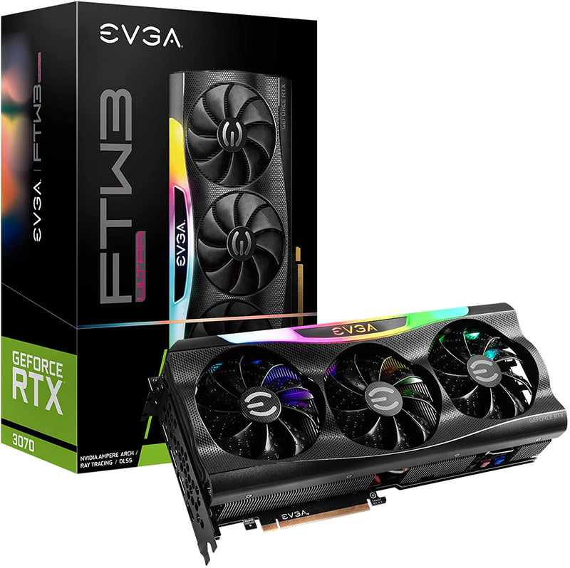 EVGA GeForce RTX 3070 FTW3 Ultra Gaming, 08G-P5-3767-KL, 8GB GDDR6, iCX3 Technology, ARGB LED, Metal Backplate, LHR